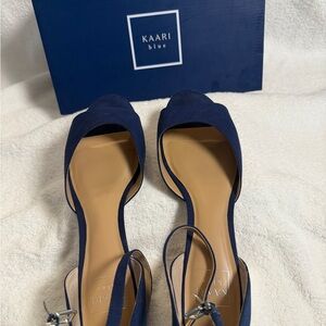 Kaari Blue Elegant Navy Open Toe Heels